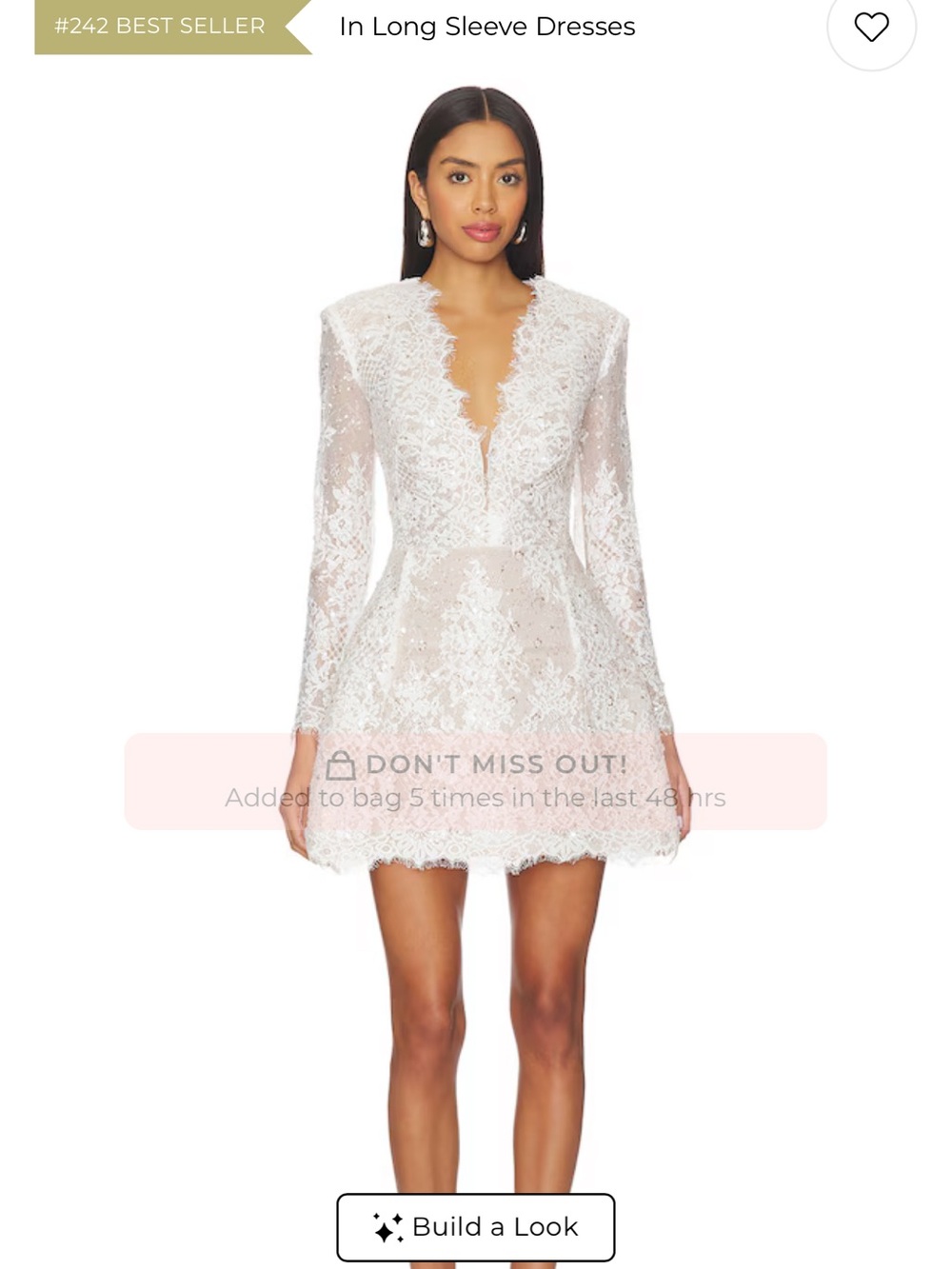 Bronx and Banco Isabella White Lace Long Sleeve Mini Dress